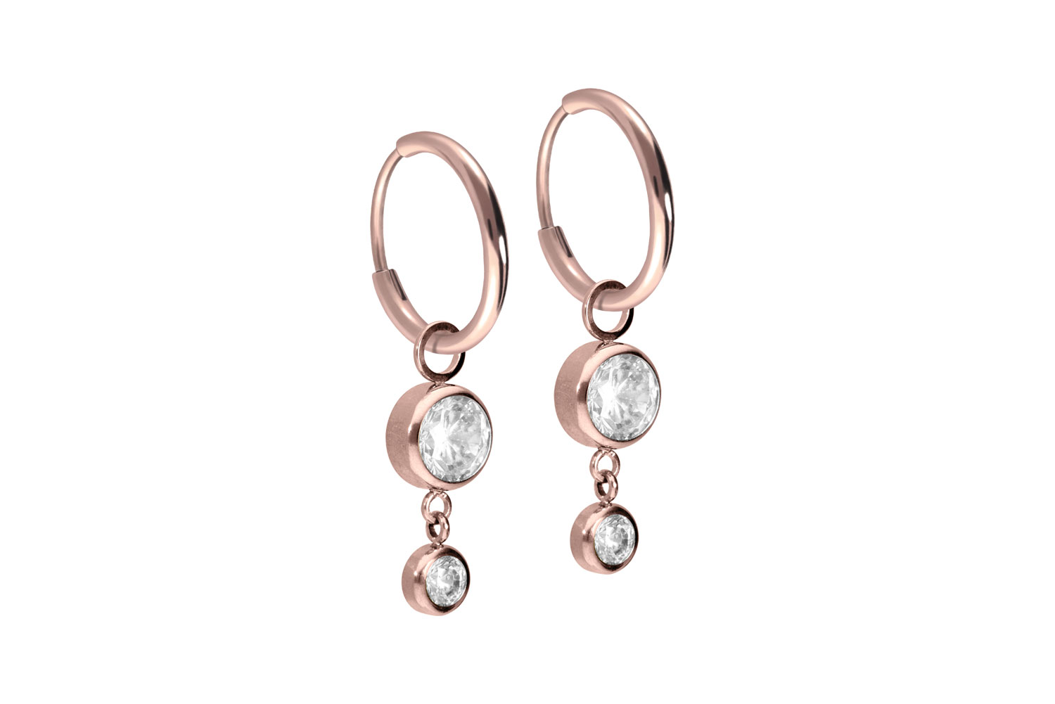 Titan Ohrclicker Creolen 2 RUNDE KRISTALLE von Piercingline